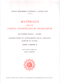 Materiaux Pour un Corpus Inscriptionum Arabicarum 1