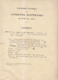 Catalogue General Des Antiquites Egyptiennes du Musee du Caire