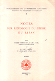 Notes Sur L'Ecologie Du Cedre du Liban
