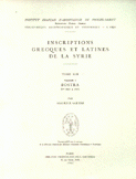 Inscriptions Grecques Et Latines De La Syrie TXIII Fascicule 1 Bostra
