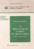 Le Metayage Et L'Impot Au Mont-Liban