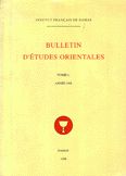 Bulletin d'Etudes Orientales Tome L Annee 1998