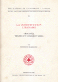 La Constitution Libanaise Origines Textes Et Commentaires